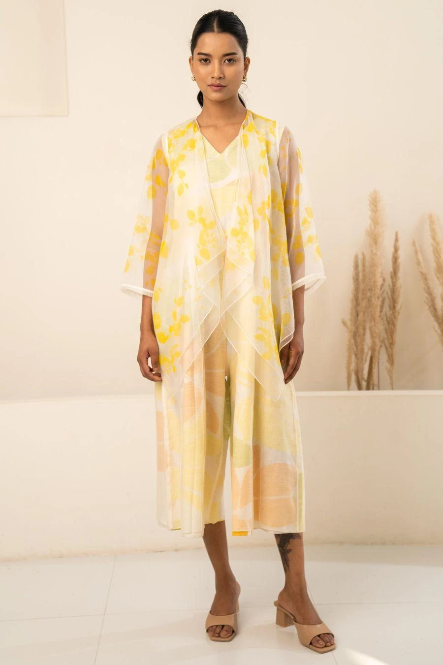 Arcvsh By Pallavi Singh Yellow Petal Printed Jacket & Jumpsuit 3 Arcvsh By Pallavi Singh Yellow Petal Printed Jacket & Jumpsuit