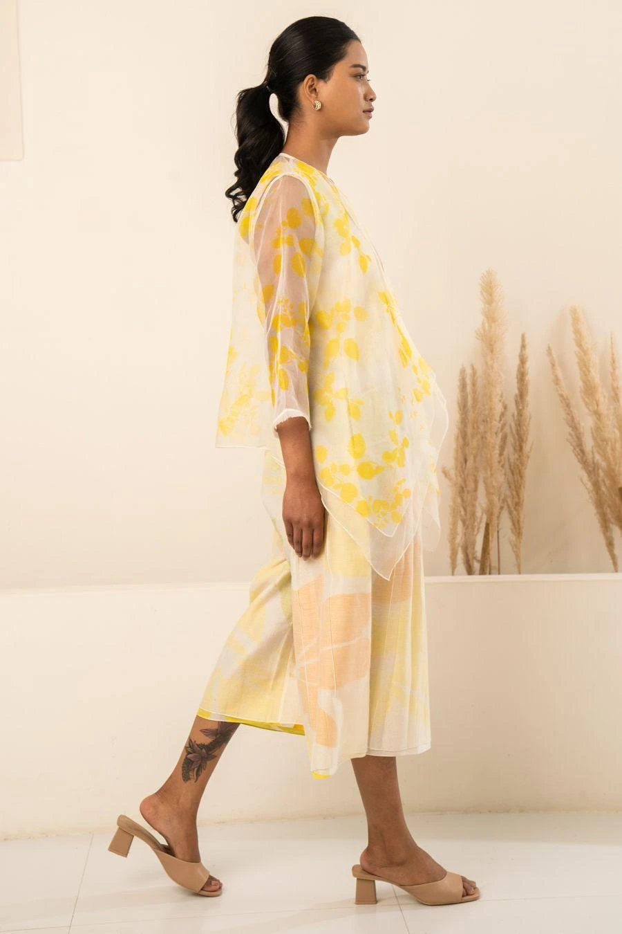 Arcvsh By Pallavi Singh Yellow Petal Printed Jacket & Jumpsuit 4 Arcvsh By Pallavi Singh Yellow Petal Printed Jacket & Jumpsuit - Image 2