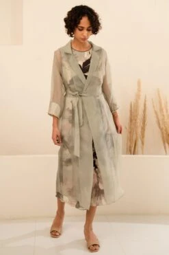 Arcvsh By Pallavi Singh Mint Floral Printed Jacket & Jumpsuit