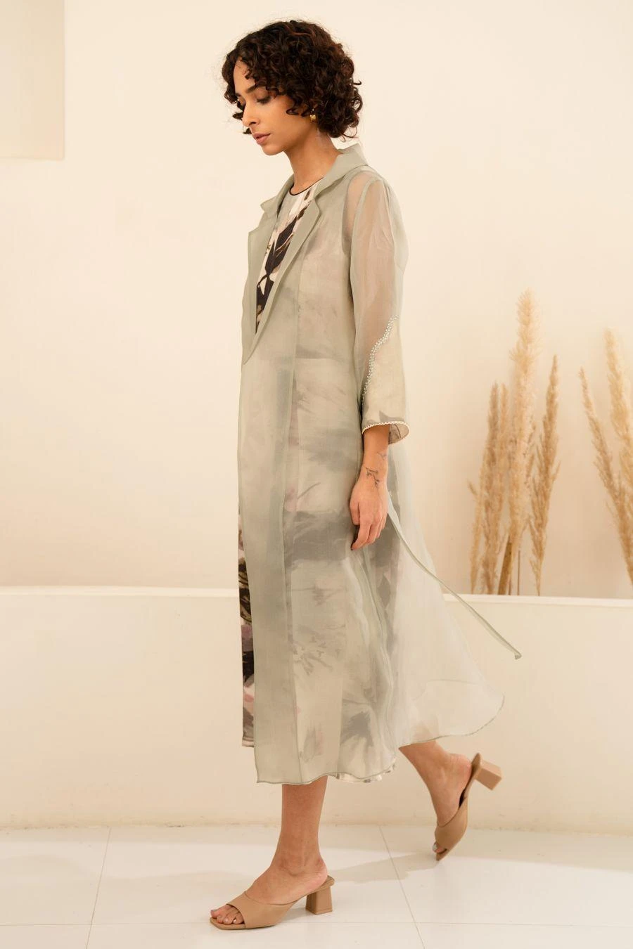 Arcvsh By Pallavi Singh Mint Floral Printed Jacket & Jumpsuit 4 Arcvsh By Pallavi Singh Mint Floral Printed Jacket & Jumpsuit - Image 2