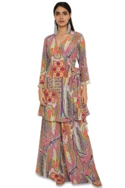 Payal Singhal Tribal Printed Wrap Tunic & Sharara Set