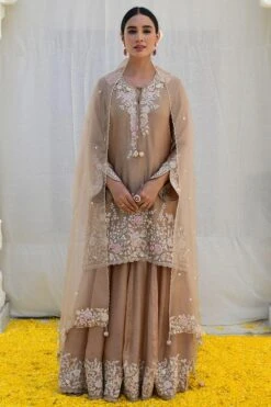 Niti Bothra Ivory Floral Embroidered Sharara Set