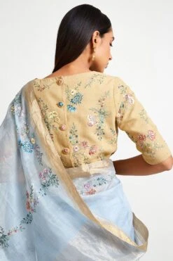 Payal Pratap Gold Cotton Handloom Embroidered Blouse -Deals Haute Togs Store 15rg 12b 3