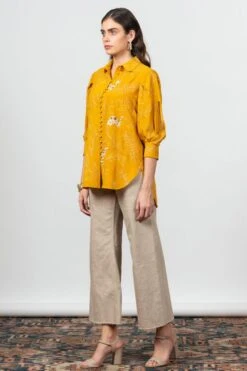 PATINE Yellow Luna Shirt With Shikargah Embroidery -Deals Haute Togs Store 16074 3