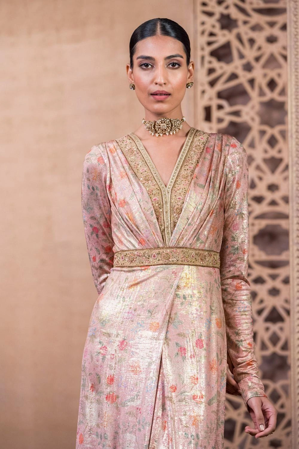 Tarun Tahiliani Blush Floral Printed Jumpsuit 7 Tarun Tahiliani Blush Floral Printed Jumpsuit - Image 5