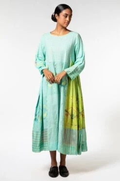 Injiri Cotton Jamdani Blue Fitted Dress