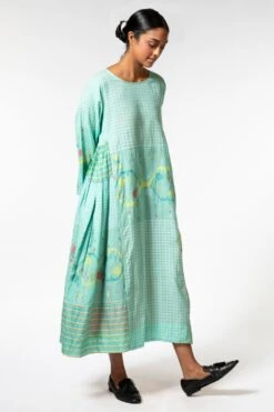 Injiri Cotton Jamdani Blue Fitted Dress -Deals Haute Togs Store 1610inj2 3