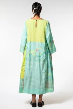 Injiri Cotton Jamdani Blue Fitted Dress -Deals Haute Togs Store 1610inj2 4