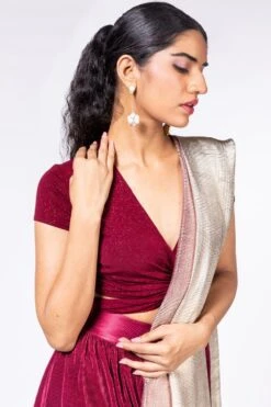 431-88 By Shweta Kapur Wine Jersey Blouse