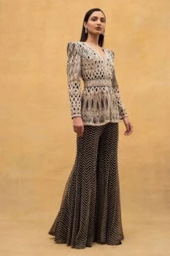 Ritika Mirchandani Black Geometric Hand Embroidered Sharara Set -Deals Haute Togs Store 161rm1 3