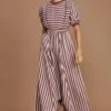 Mati Red Striped Cotton Jumpsuit