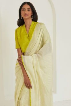 Surmaye Panache Lime Mulberry Silk Blouse