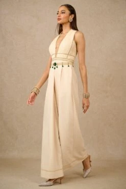 Tarun Tahiliani Ivory Hand Embellished Jumpsuit