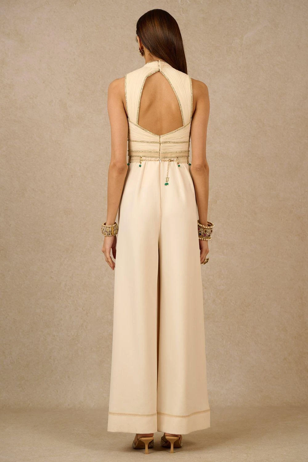 Tarun Tahiliani Ivory Hand Embellished Jumpsuit 4 Tarun Tahiliani Ivory Hand Embellished Jumpsuit - Image 2
