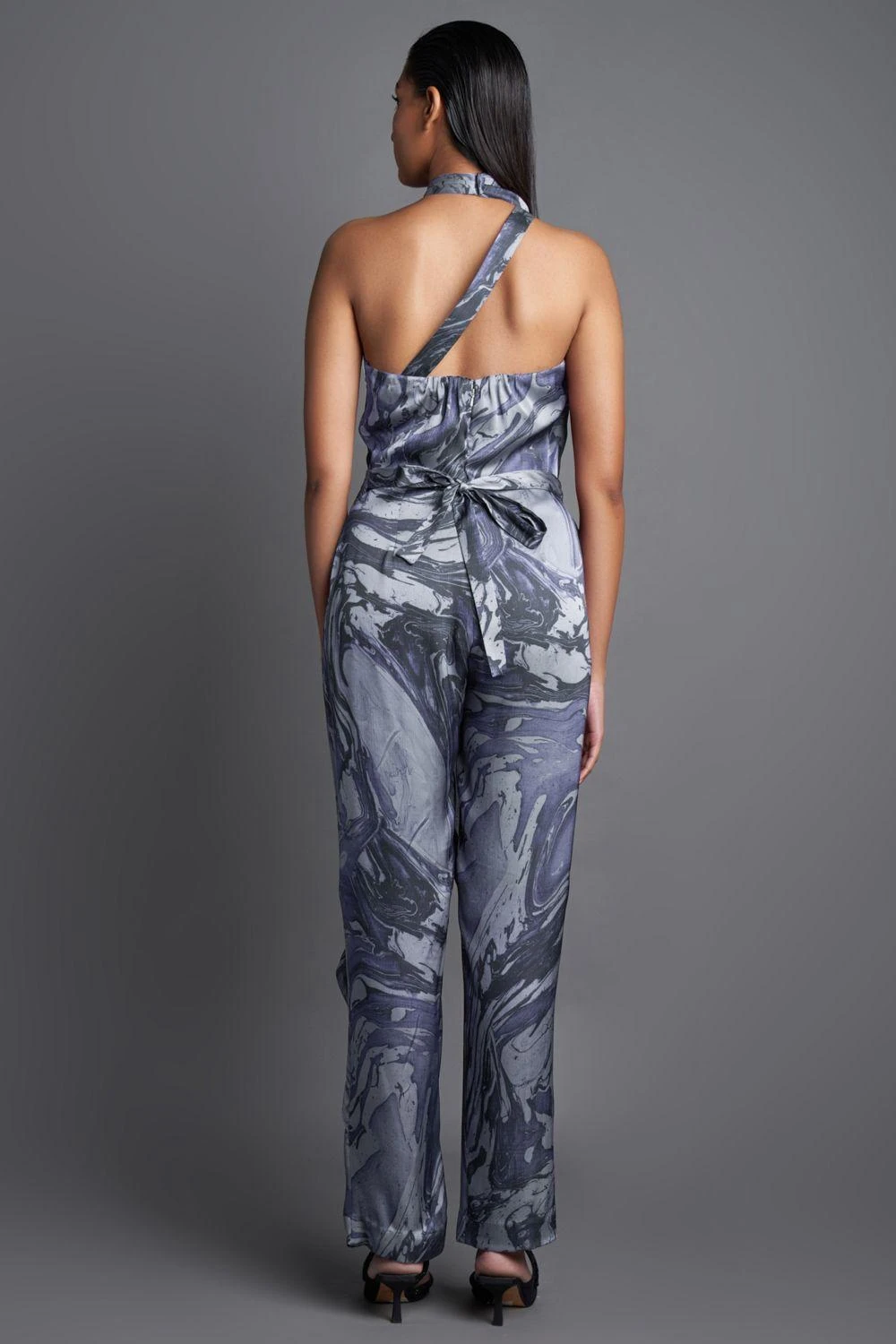 Amit Aggarwal Marbled Draped Grey Jumpsuit 5 Amit Aggarwal Marbled Draped Grey Jumpsuit - Image 3