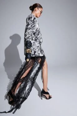 REIK Black Embellished Fringes Skirt -Deals Haute Togs Store 17323rk17 3