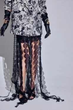 REIK Black Embellished Fringes Skirt -Deals Haute Togs Store 17323rk17 4