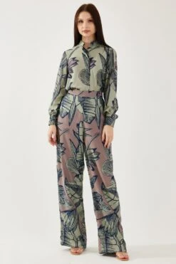 KoAi Brown And Olive Floral Pants
