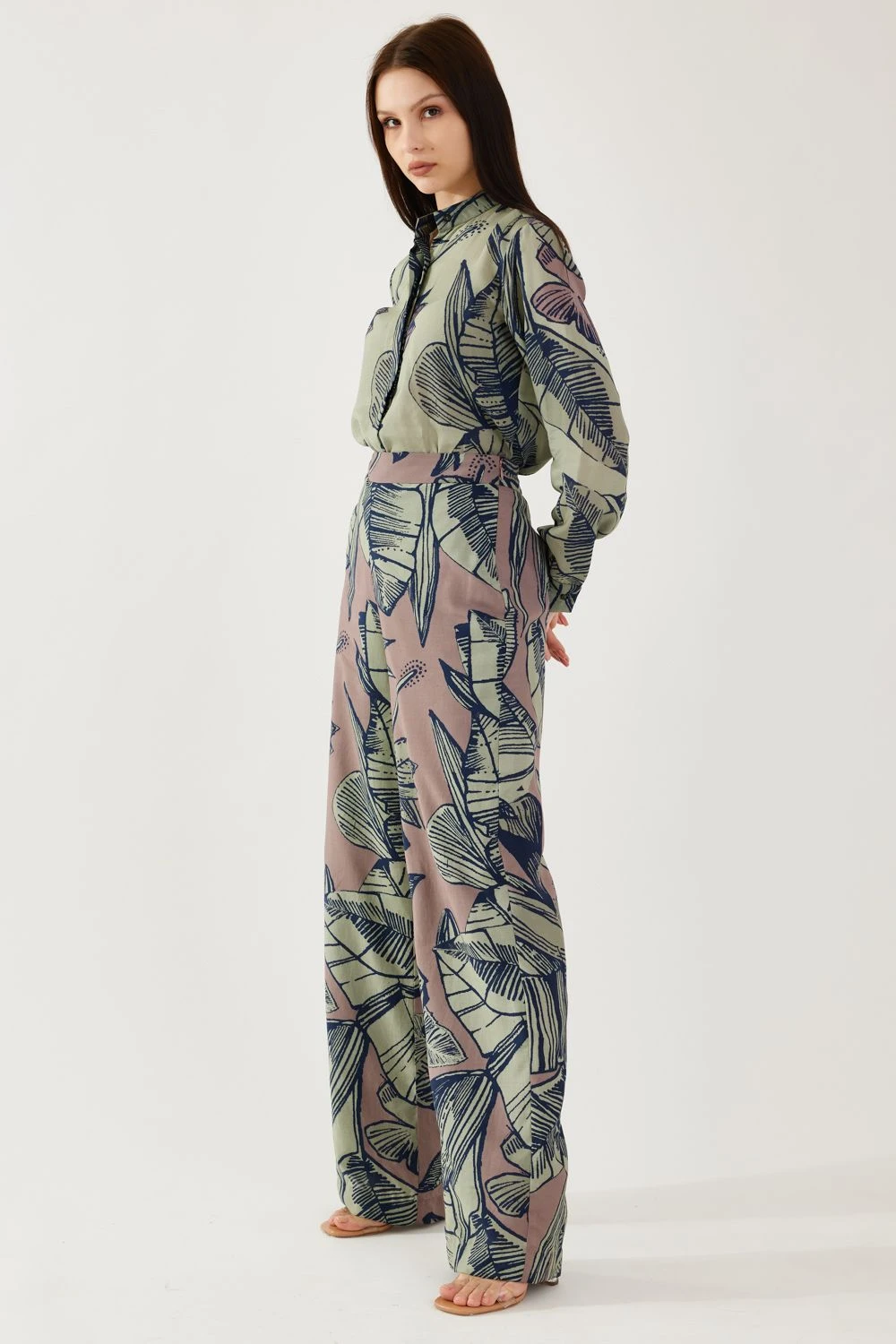 KoAi Brown And Olive Floral Pants 6 KoAi Brown And Olive Floral Pants - Image 4