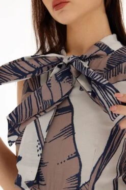 KoAi Brown And Cream Floral Bow Tie Jumpsuit -Deals Haute Togs Store 17723koia22 5