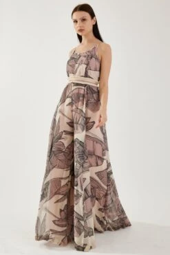 KoAi Cream And Pink Floral Sleeveless Jumpsuit -Deals Haute Togs Store 17723koia36 2