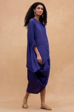 Aikeyah Purple Thread Embroidered Draped Dress -Deals Haute Togs Store 1802ay01 3