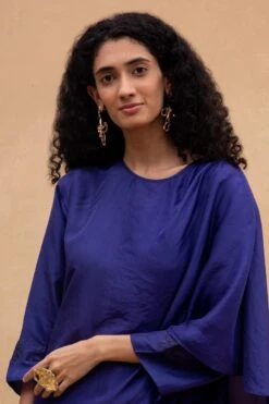 Aikeyah Purple Thread Embroidered Draped Dress -Deals Haute Togs Store 1802ay01 4