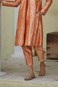 OhFab Red Handwoven Silk Brocade Pants -Deals Haute Togs Store 1802oht15 2