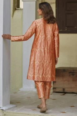 OhFab Red Handwoven Silk Brocade Pants -Deals Haute Togs Store 1802oht15 4