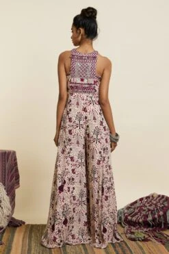 SVA Safar Merlot Jaal Printed Jumpsuit -Deals Haute Togs Store 181123sva78 5