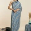 SVA Blue Boho Stripe Print One-Shoulder Sari Pant Set 2 SVA Blue Boho Stripe Print One-Shoulder Sari Pant Set -Deals Haute Togs Store 181123sva94 1