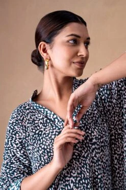 431-88 By Shweta Kapur Earthy Green Delilah Printed Top -Deals Haute Togs Store 181244318806 4