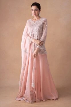 Ahilian Blush Floral Kurta-sharara Set