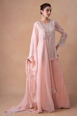 Ahilian Blush Floral Kurta-sharara Set -Deals Haute Togs Store 18124an17 3