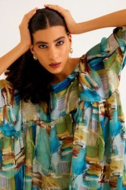 NORN Brushstroke Printed Line Blouse -Deals Haute Togs Store 1823nn17 3