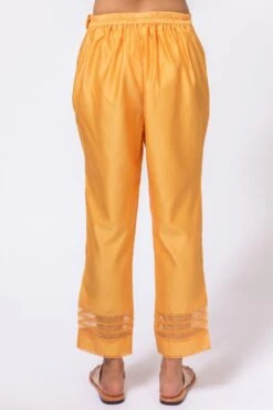 Chandrima Yellow Chanderi Pants With Organza Panel -Deals Haute Togs Store 182chnd16 3