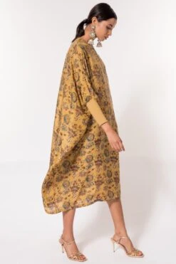 Divya Sheth Mustard Hand-block Printed Kaftan -Deals Haute Togs Store 184dy18 2