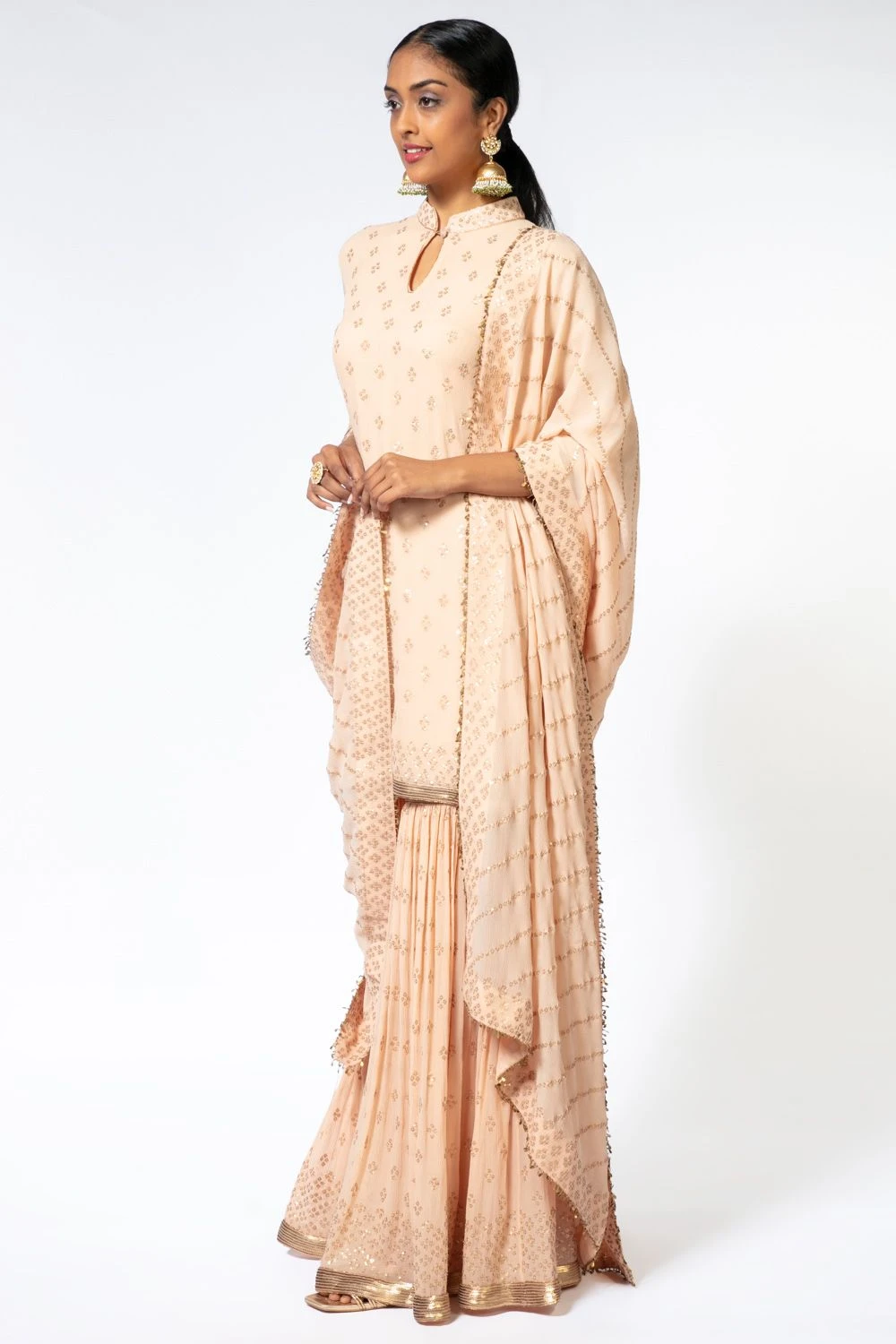 Nakul Sen Pink Sequin Embroidered Sharara Set 4 Nakul Sen Pink Sequin Embroidered Sharara Set - Image 2