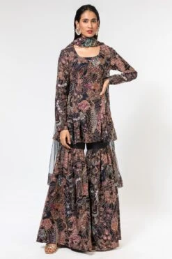 Aisha Rao Black Printed Sharara Set