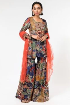 Aisha Rao Purple Tropical Printed Sharara Set