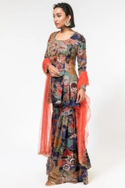 Aisha Rao Purple Tropical Printed Sharara Set -Deals Haute Togs Store 191ar11 3