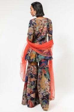 Aisha Rao Purple Tropical Printed Sharara Set -Deals Haute Togs Store 191ar11 5