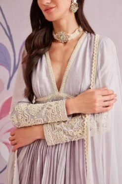 Ridhi Mehra Lilac Silk Short Anarkali & Gharara With Dupatta 8 Ridhi Mehra Lilac Silk Short Anarkali & Gharara With Dupatta -Deals Haute Togs Store 195rm23 3