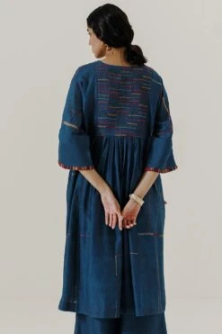 Sunira Designs Blue Mool Dress With Kimono Style Sleeves -Deals Haute Togs Store 197sun9 7