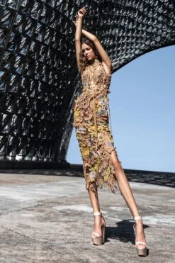 Abhishek Sharma Dusk Metallic Embroidered Dress