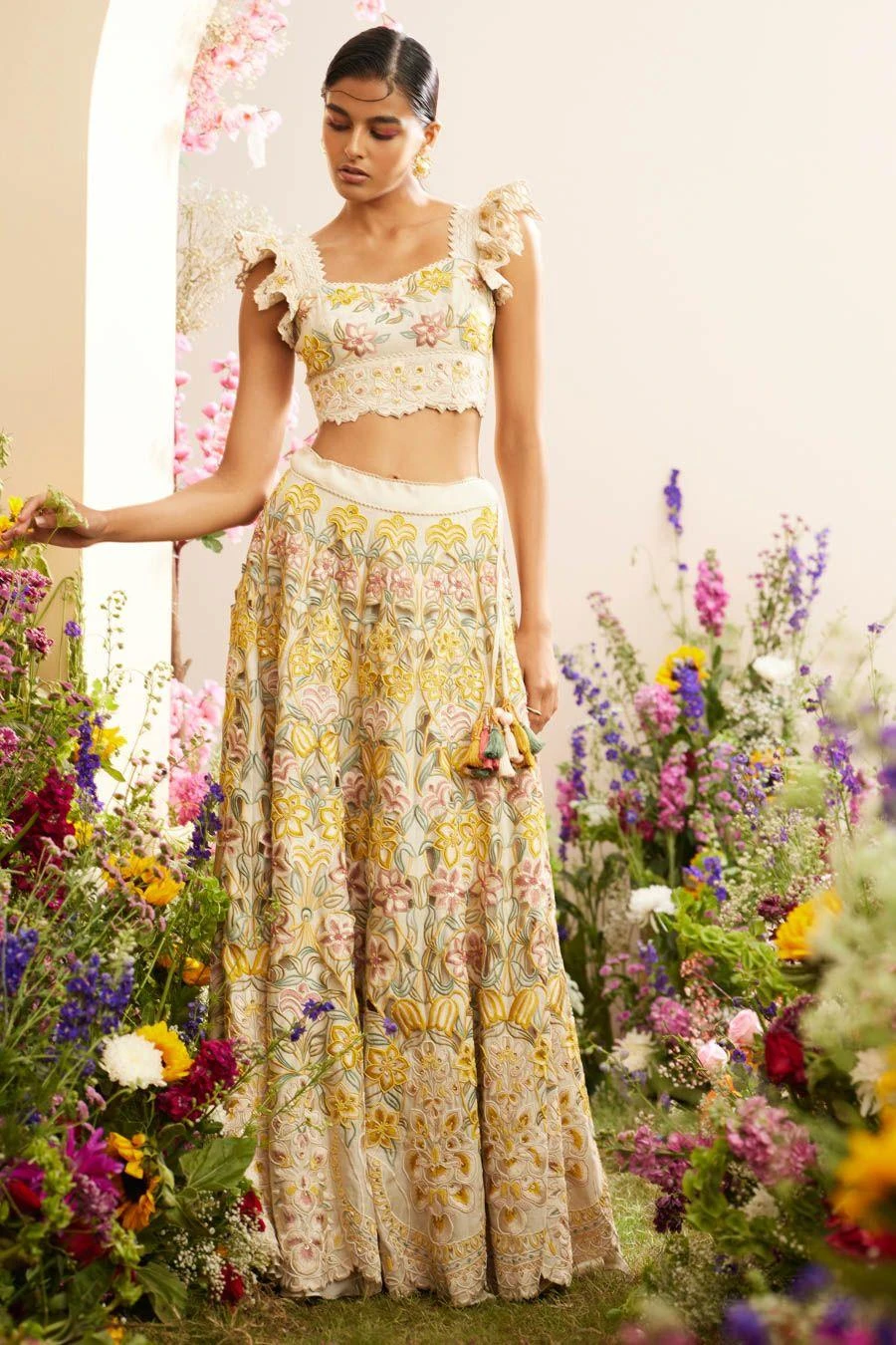 Chandrima Ivory Multi Pastel Beadwork Bustier 3 Chandrima Ivory Multi Pastel Beadwork Bustier