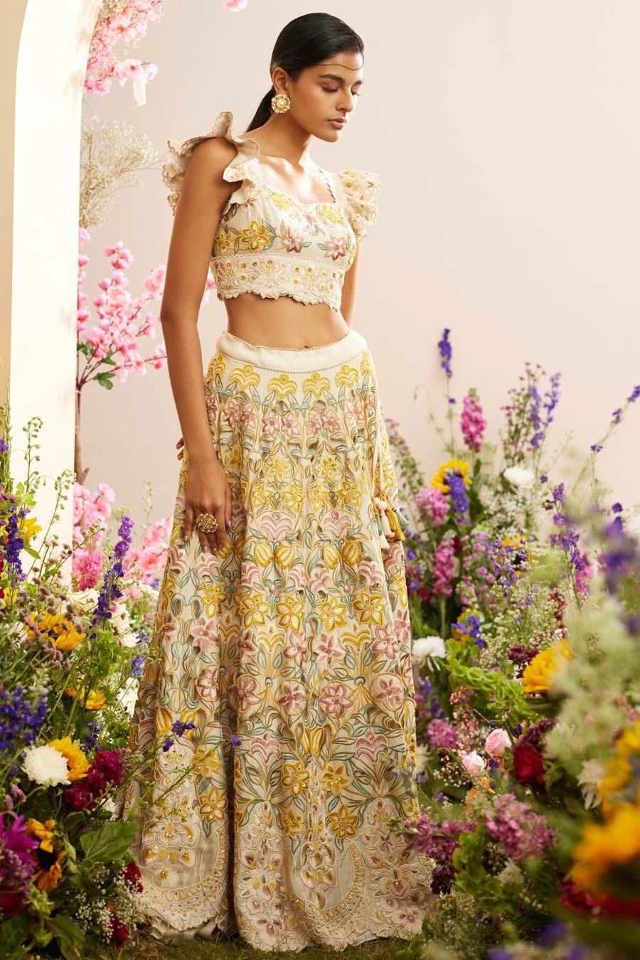 Chandrima Ivory Multi Pastel Beadwork Bustier 4 Chandrima Ivory Multi Pastel Beadwork Bustier - Image 2