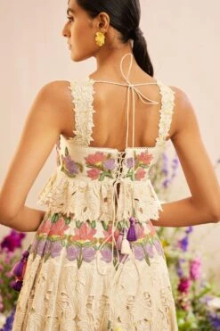 Chandrima Ivory Floral Beadwork Bustier -Deals Haute Togs Store 20032023ca04 3