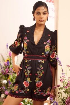 Chandrima Black Threadwork And Beadwork Playsuit -Deals Haute Togs Store 20032023ca35 2