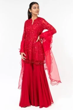 Asira Red Embellished Sharara Set -Deals Haute Togs Store 2012asr4 3